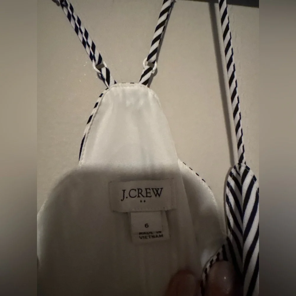 NWT J. Crew Navy & White Striped Scalloped Top Camisole - Picture 3 of 13
